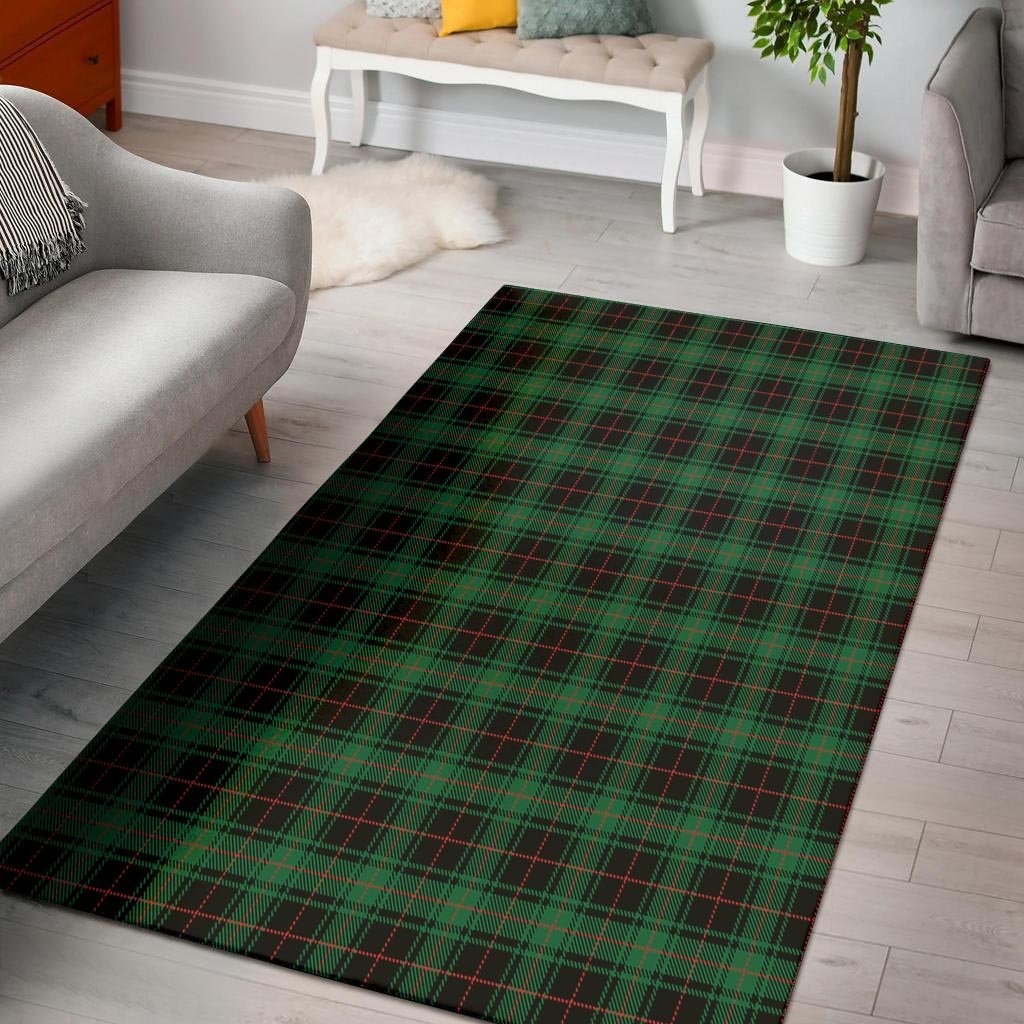 Black Green Plaid Tartan Floor Mat-grizzshop