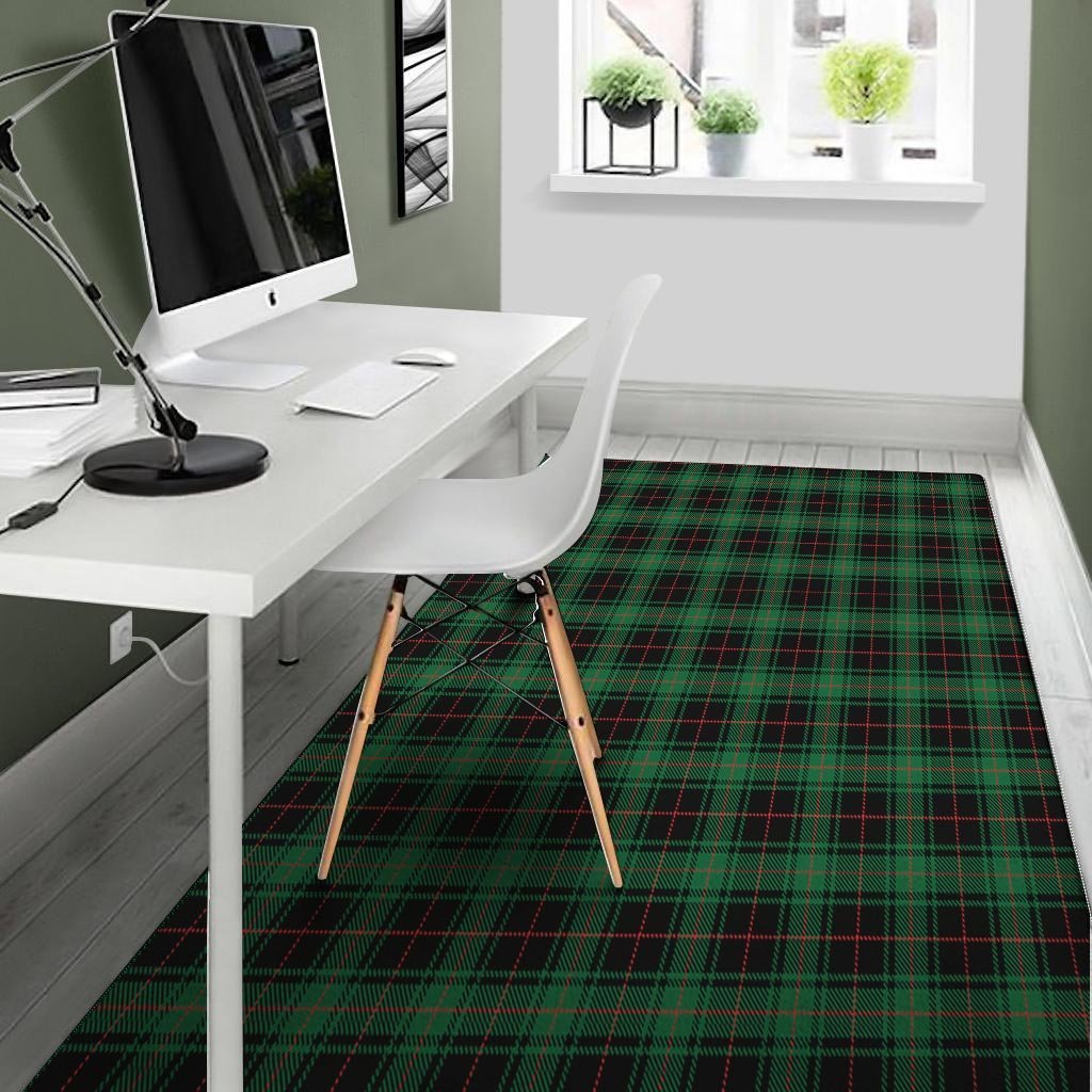 Black Green Plaid Tartan Floor Mat-grizzshop