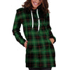 Black Green Plaid Tartan Hoodie Dress-grizzshop