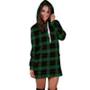 Black Green Plaid Tartan Hoodie Dress-grizzshop