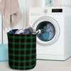 Black Green Plaid Tartan Laundry Basket-grizzshop