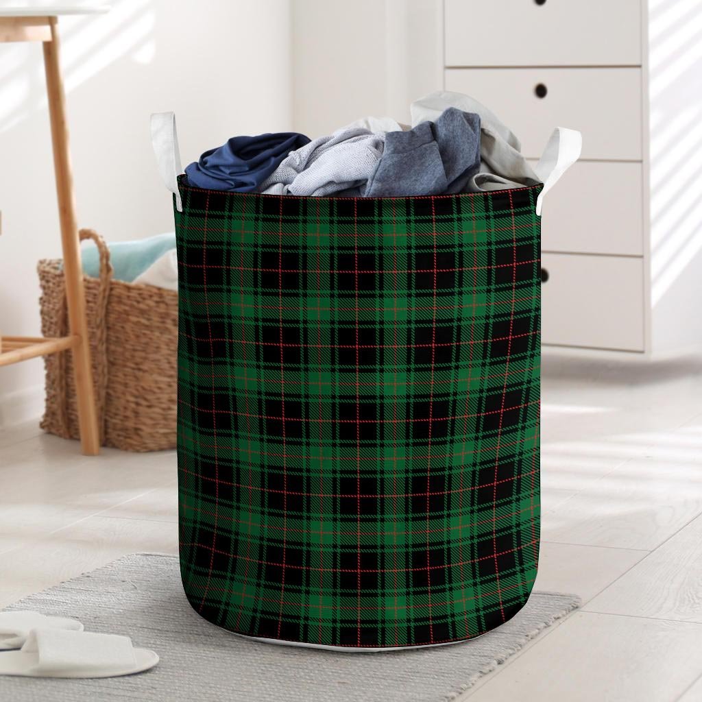 Black Green Plaid Tartan Laundry Basket-grizzshop