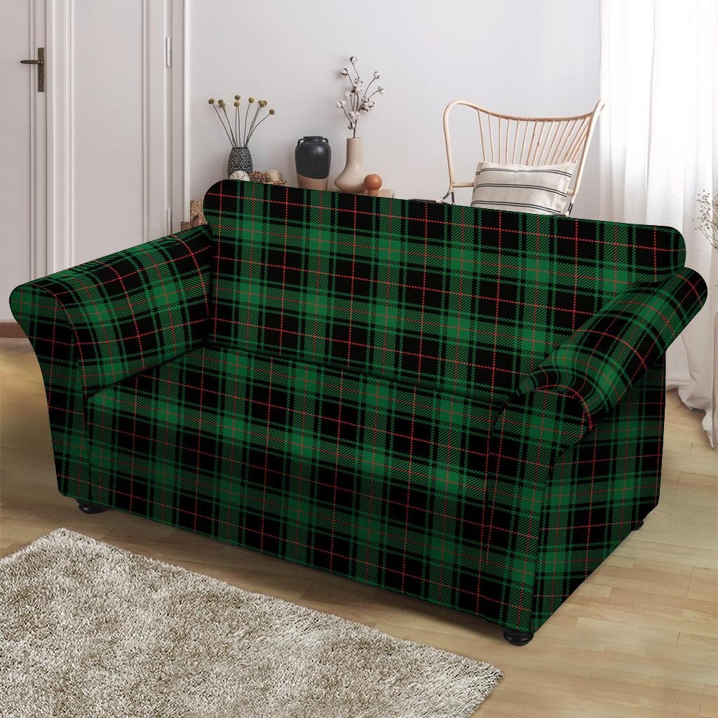 Black Green Plaid Tartan Loveseat Cover-grizzshop