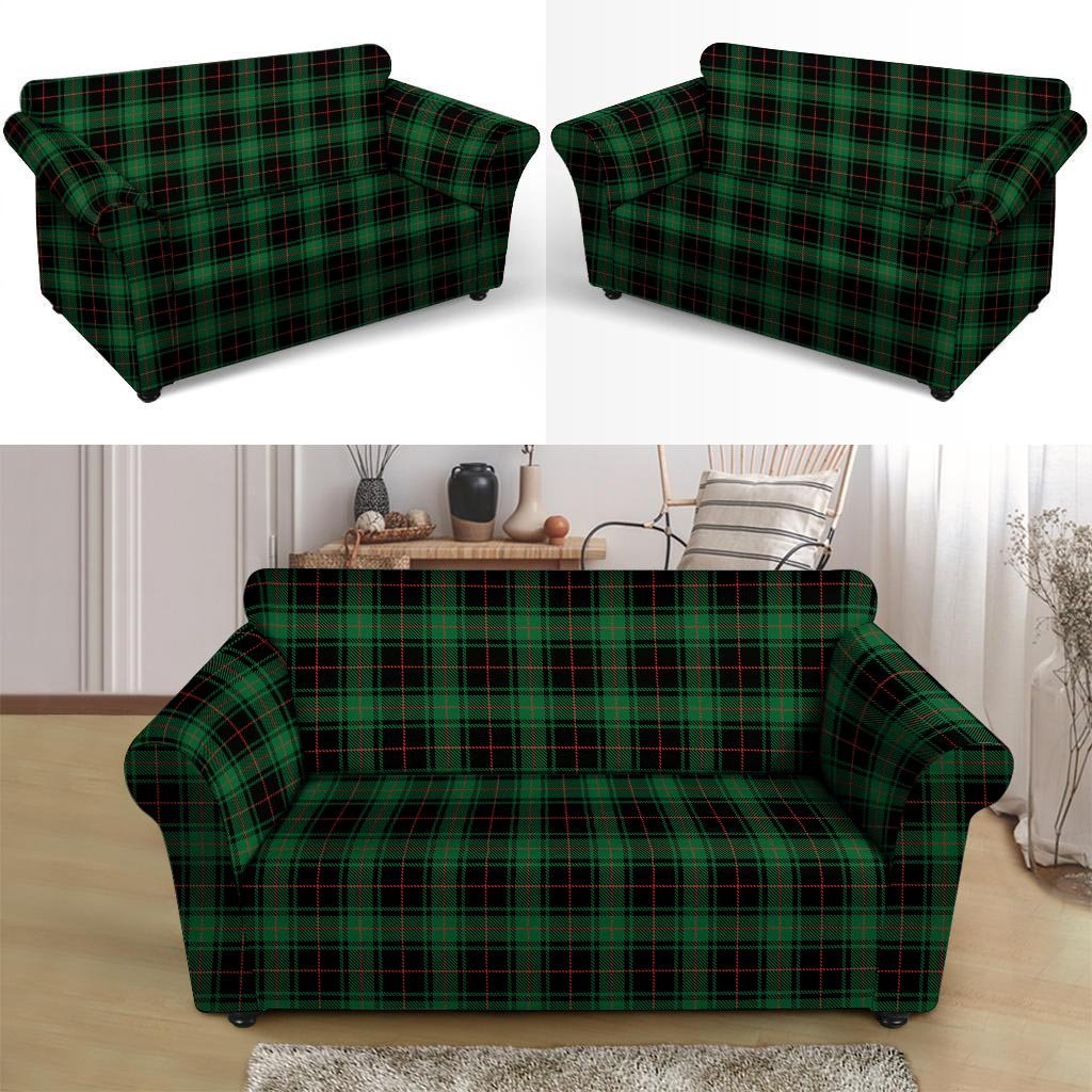 Black Green Plaid Tartan Loveseat Cover-grizzshop