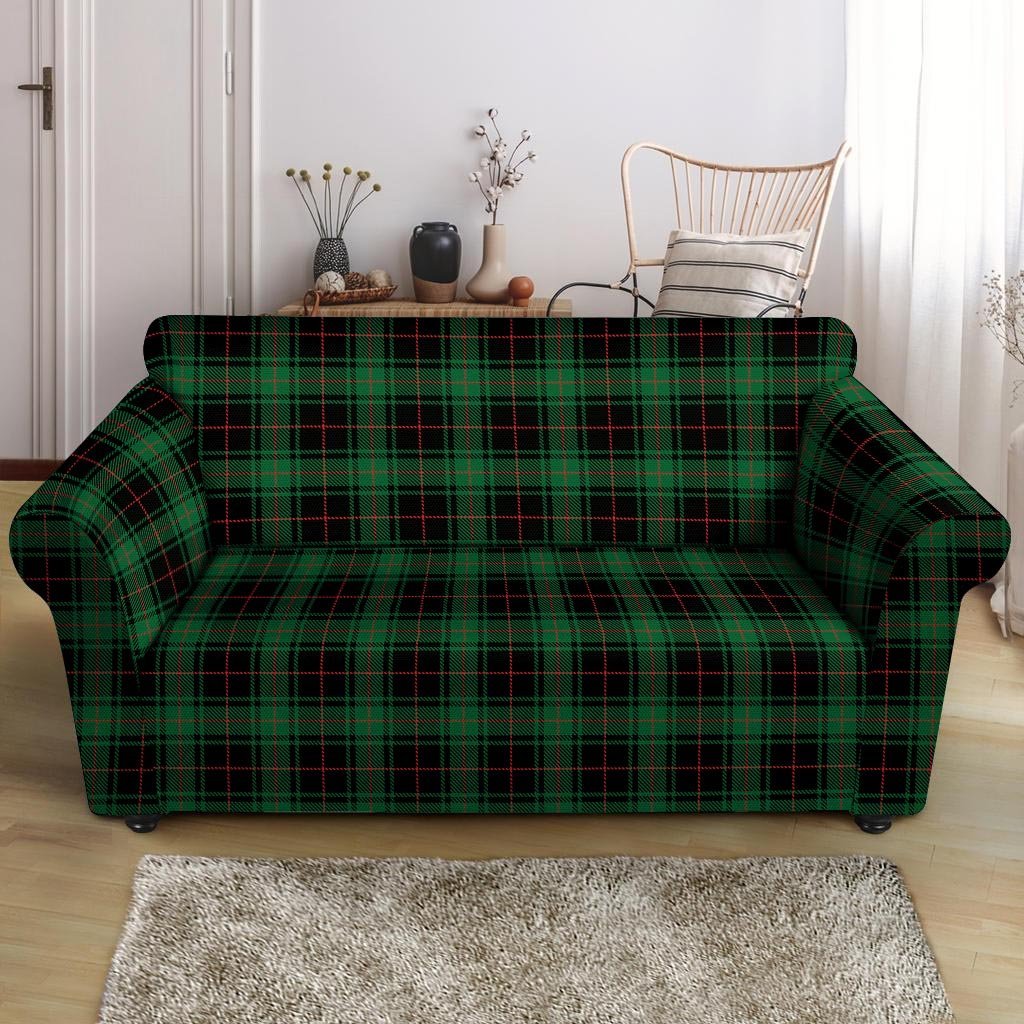 Black Green Plaid Tartan Loveseat Cover-grizzshop