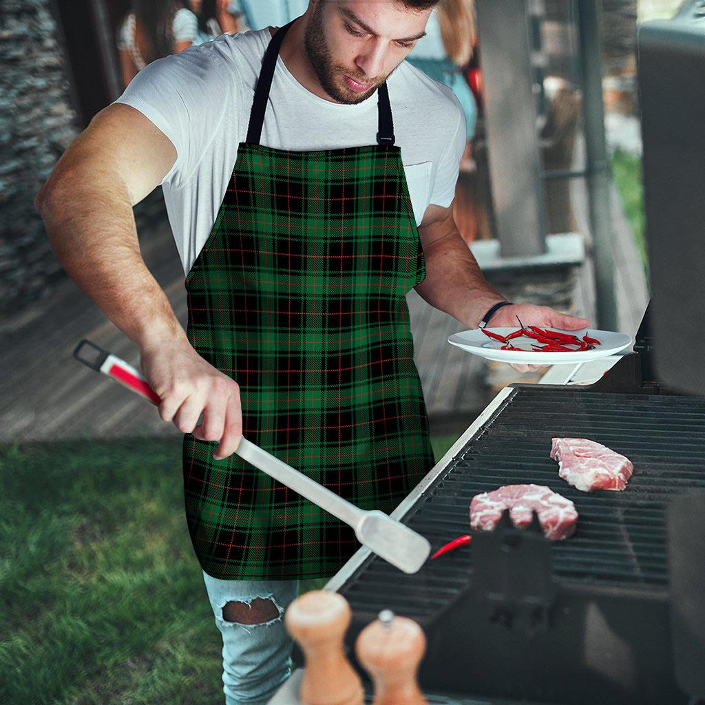 Black Green Plaid Tartan Men's Apron-grizzshop