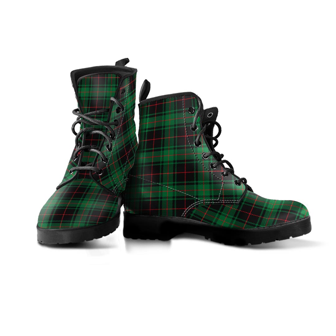 Black Green Plaid Tartan Men's Boots-grizzshop