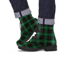 Black Green Plaid Tartan Men's Boots-grizzshop