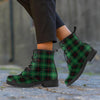 Black Green Plaid Tartan Men's Boots-grizzshop