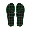 Black Green Plaid Tartan Men's Flip Flops-grizzshop