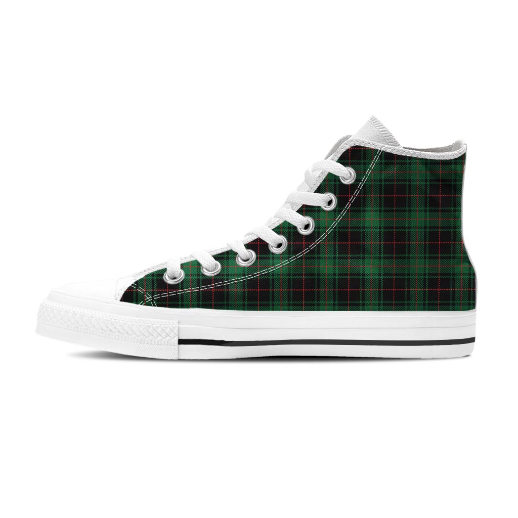 Black Green Plaid Tartan Men's High Top Shoes-grizzshop