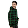 Black Green Plaid Tartan Men's Hoodie-grizzshop