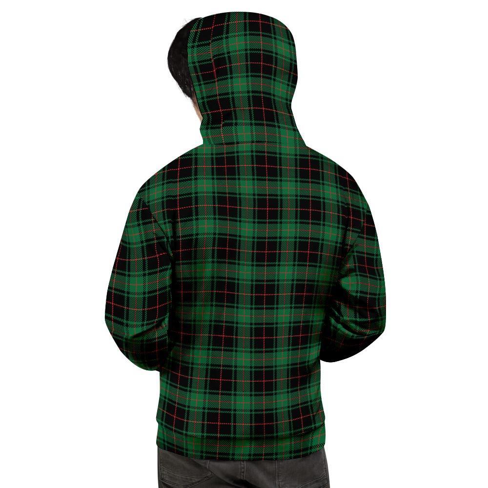 Black Green Plaid Tartan Men's Hoodie-grizzshop