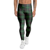 Black Green Plaid Tartan Men's Leggings-grizzshop