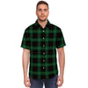 Black Green Plaid Tartan Men's Short Sleeve Shirt-grizzshop