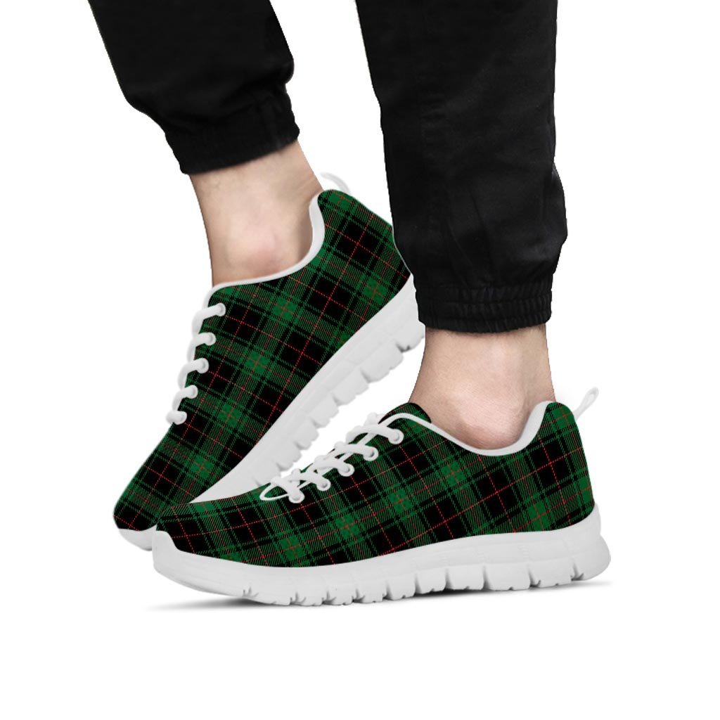 Black Green Plaid Tartan Men's Sneakers-grizzshop