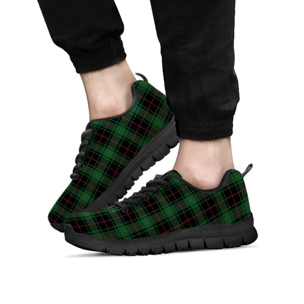 Black Green Plaid Tartan Men's Sneakers-grizzshop