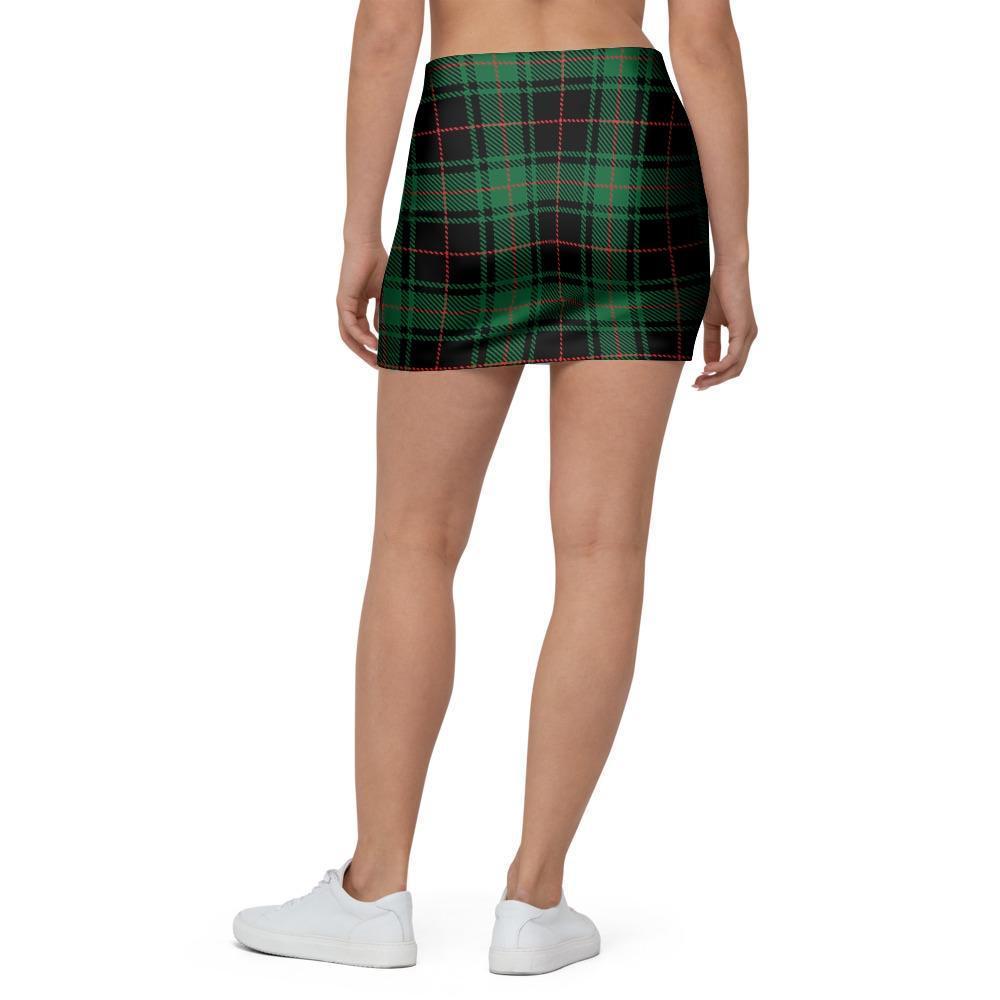 Black Green Plaid Tartan Mini Skirt-grizzshop