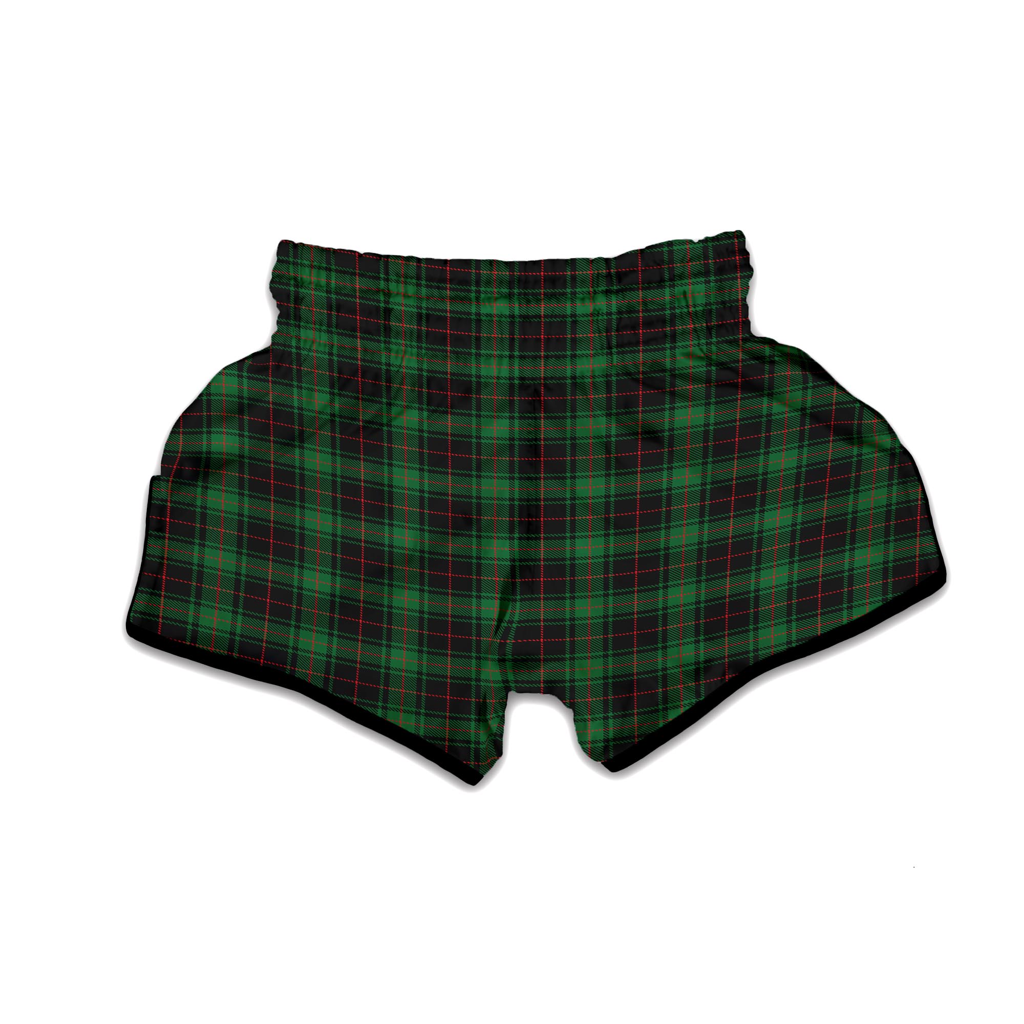 Black Green Plaid Tartan Muay Thai Boxing Shorts-grizzshop