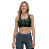 Black Green Plaid Tartan Sports Bra-grizzshop