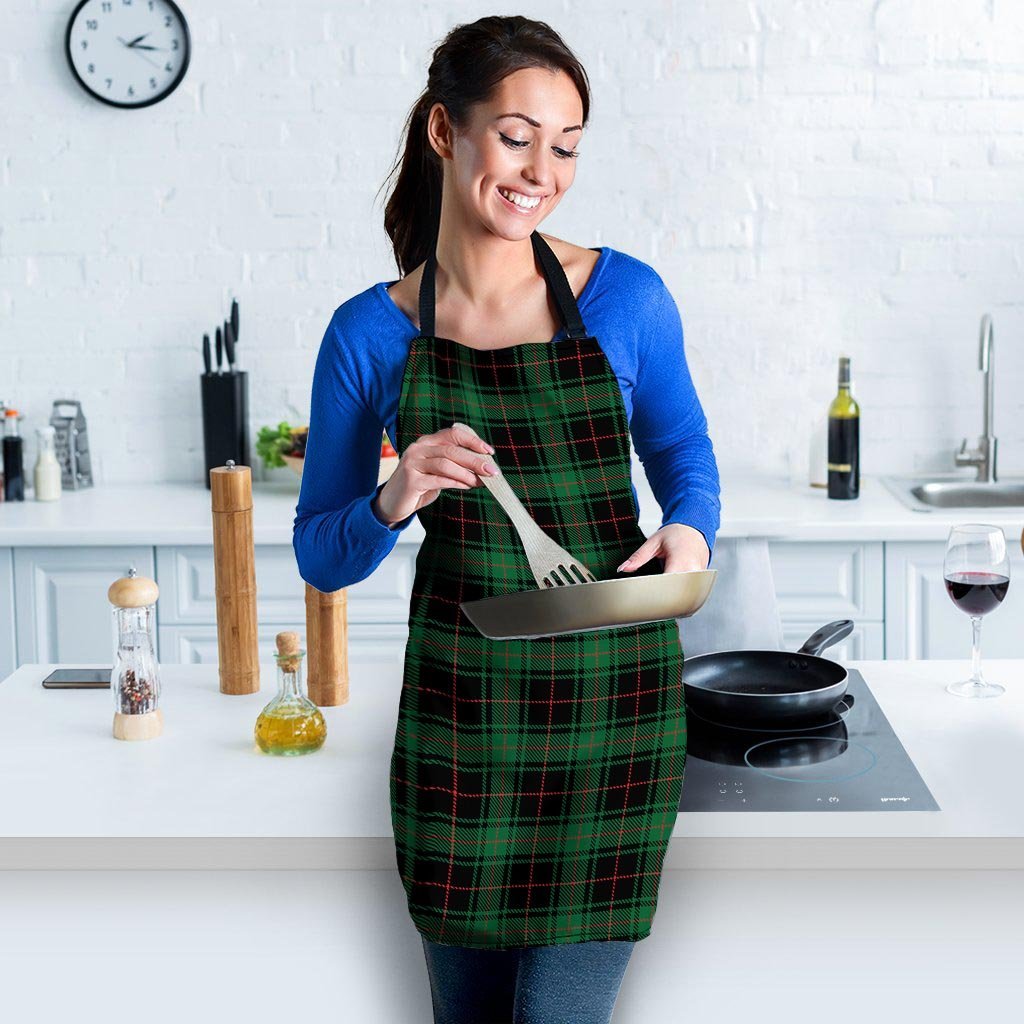 Black Green Plaid Tartan Women's Apron-grizzshop