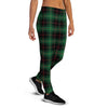 Black Green Plaid Tartan Women's Joggers-grizzshop