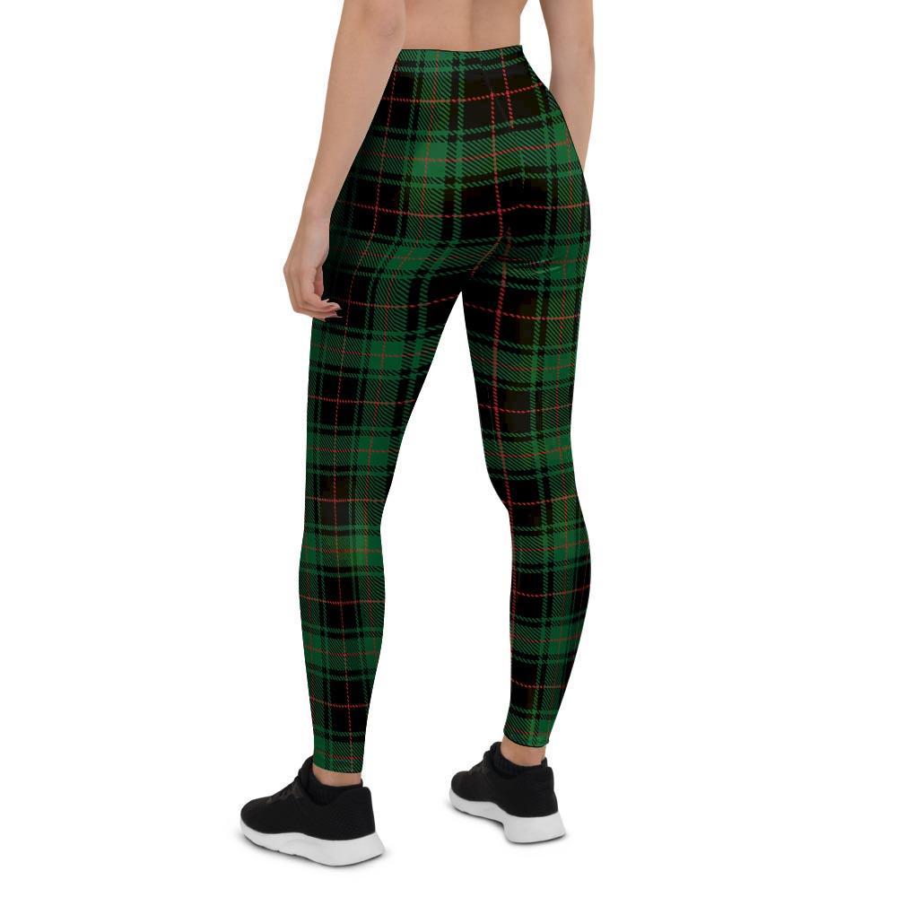 Black Green Plaid Tartan Women's Leggings-grizzshop