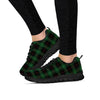 Black Green Plaid Tartan Women's Sneakers-grizzshop