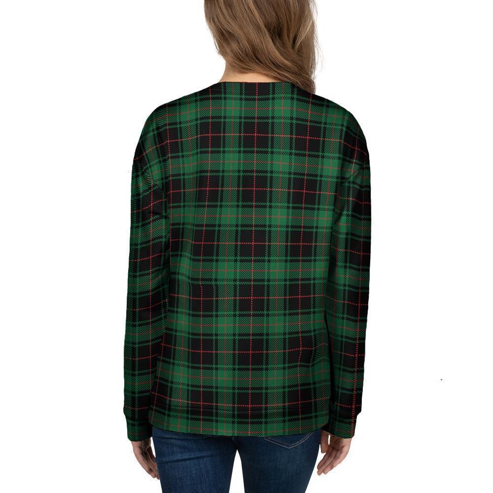 Black Green Plaid Tartan Women's Sweatshirt-grizzshop