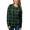 Black Green Plaid Tartan Women's Sweatshirt-grizzshop