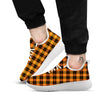 Black Grey Orange And White Plaid Print White Athletic Shoes-grizzshop