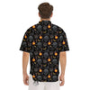 Black Head Cat Raven And Skull Print Pattern Men's Short Sleeve Shirts-grizzshop