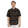 Black Head Cat Raven And Skull Print Pattern Men's Short Sleeve Shirts-grizzshop