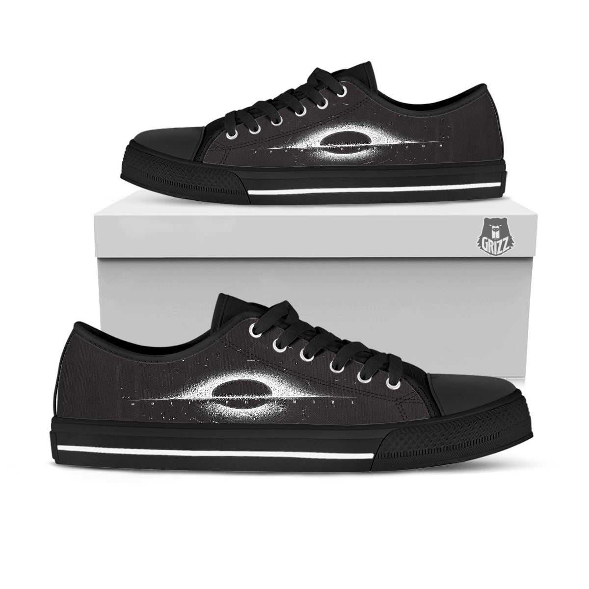 Black Hole Monochrome Print Black Low Top Shoes-grizzshop