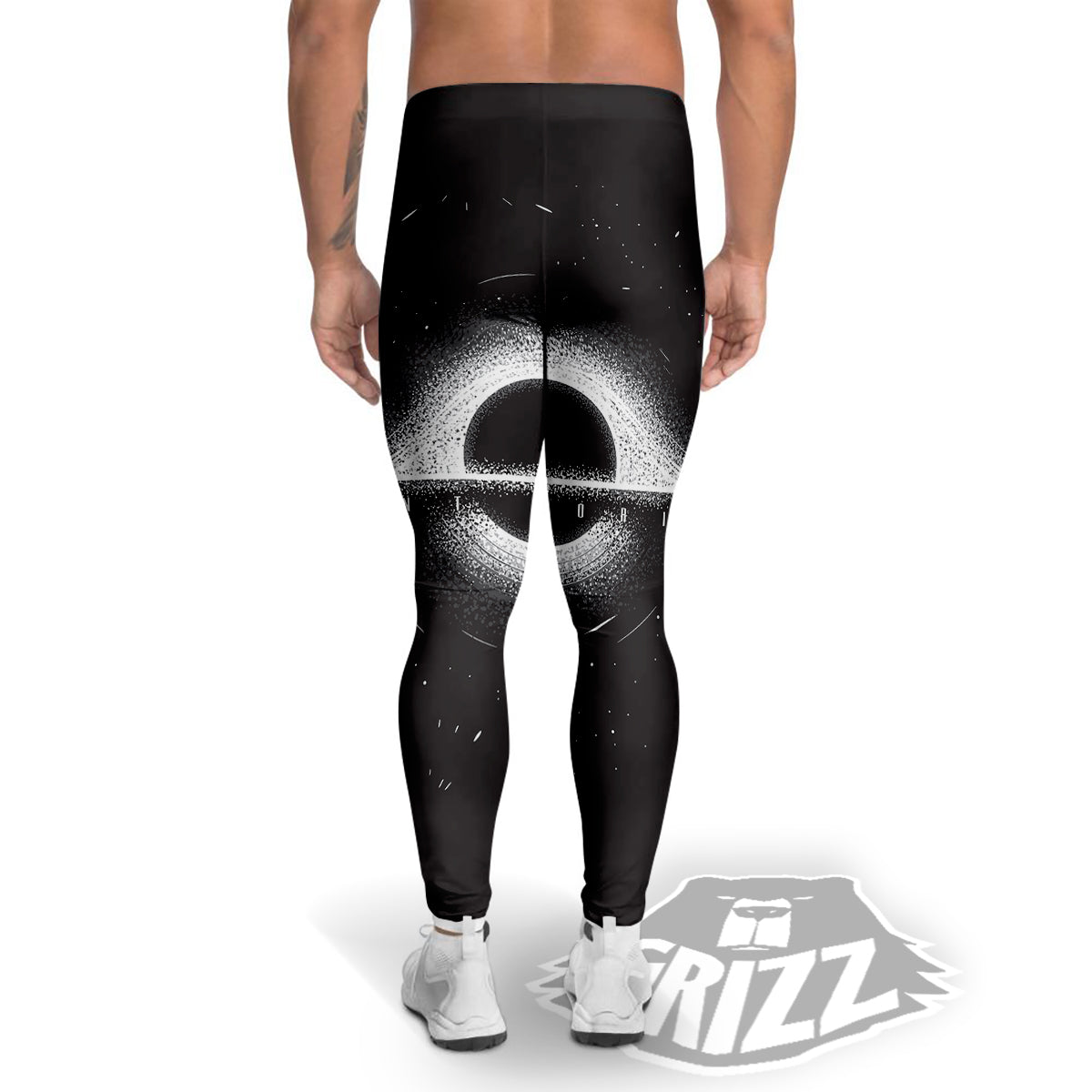 Black Hole Monochrome Print Men's Leggings-grizzshop