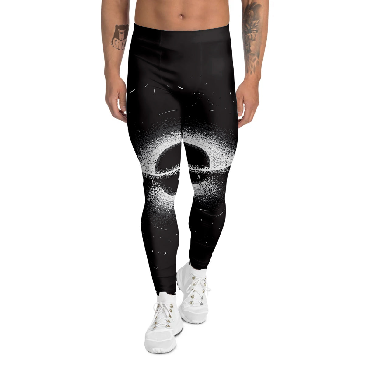 Black Hole Monochrome Print Men's Leggings-grizzshop