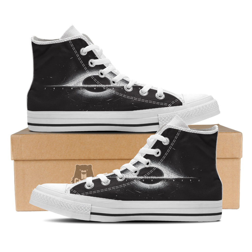 Black Hole Monochrome Print White High Top Shoes-grizzshop