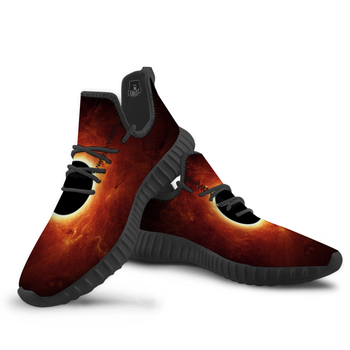 Black Hole Scientific Print Black Walking Shoes-grizzshop