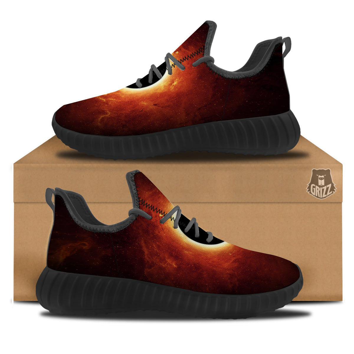 Black Hole Scientific Print Black Walking Shoes-grizzshop