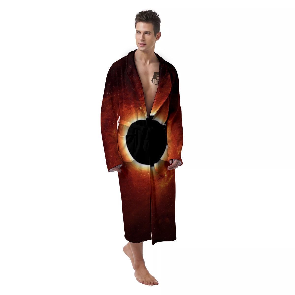 Black Hole Scientific Print Men's Robe-grizzshop