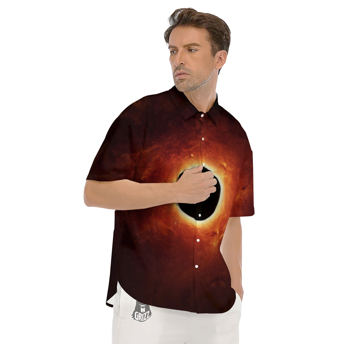 Black Hole Scientific Print Men's Short Sleeve Shirts-grizzshop