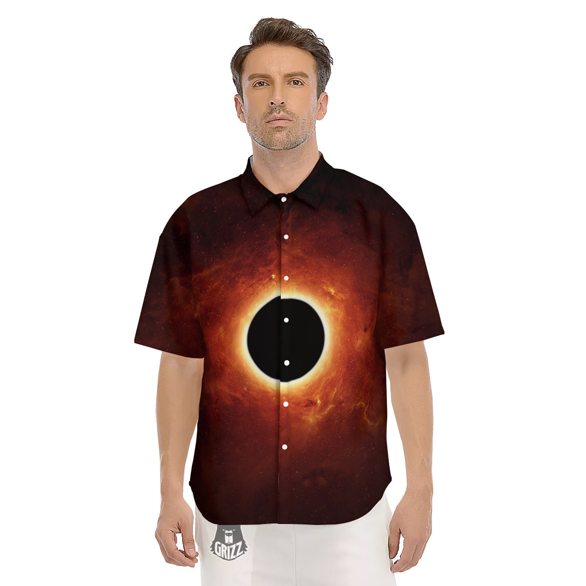 Black Hole Scientific Print Men's Short Sleeve Shirts-grizzshop