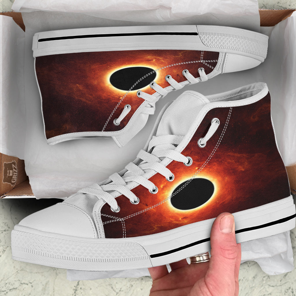 Black Hole Scientific Print White High Top Shoes-grizzshop
