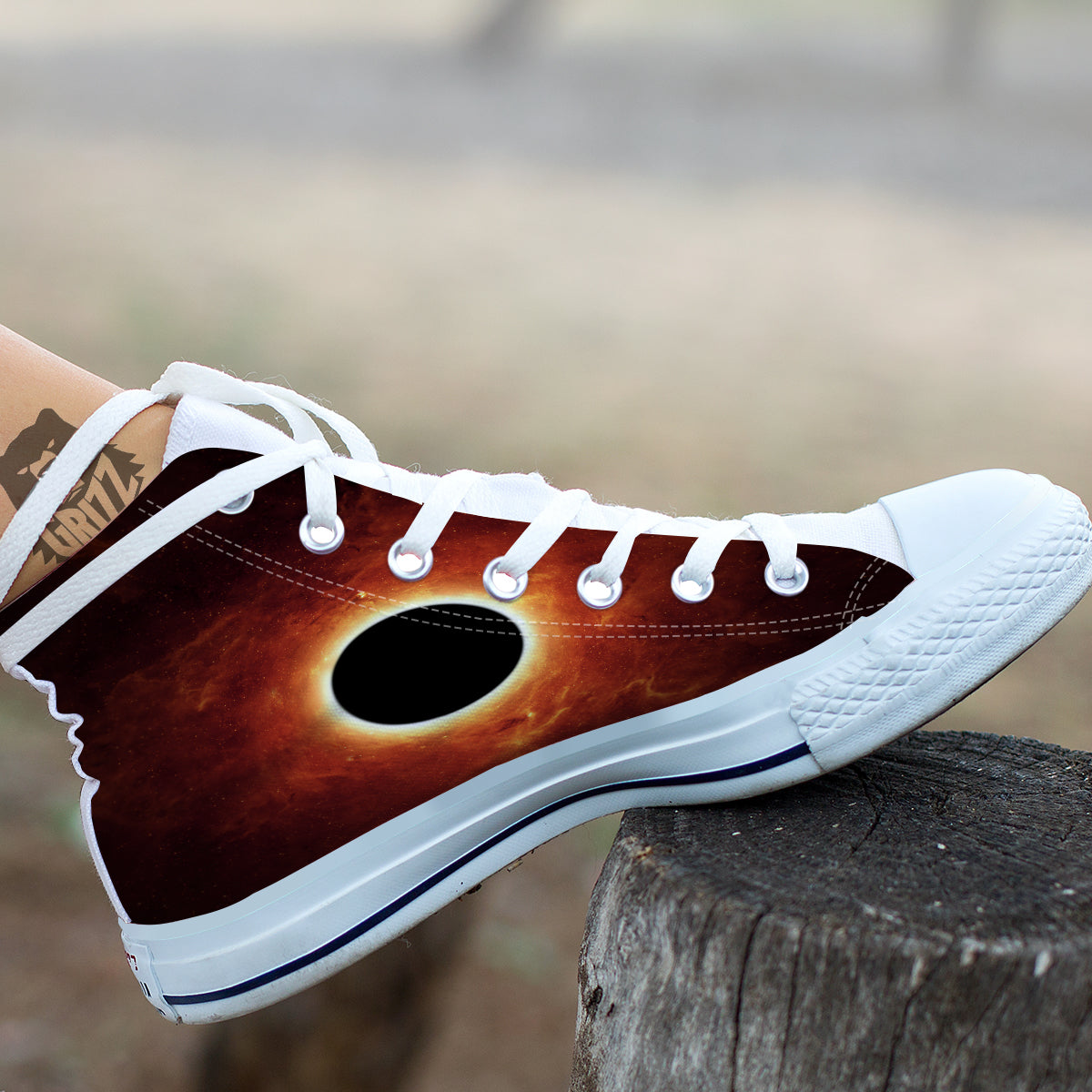Black Hole Scientific Print White High Top Shoes-grizzshop