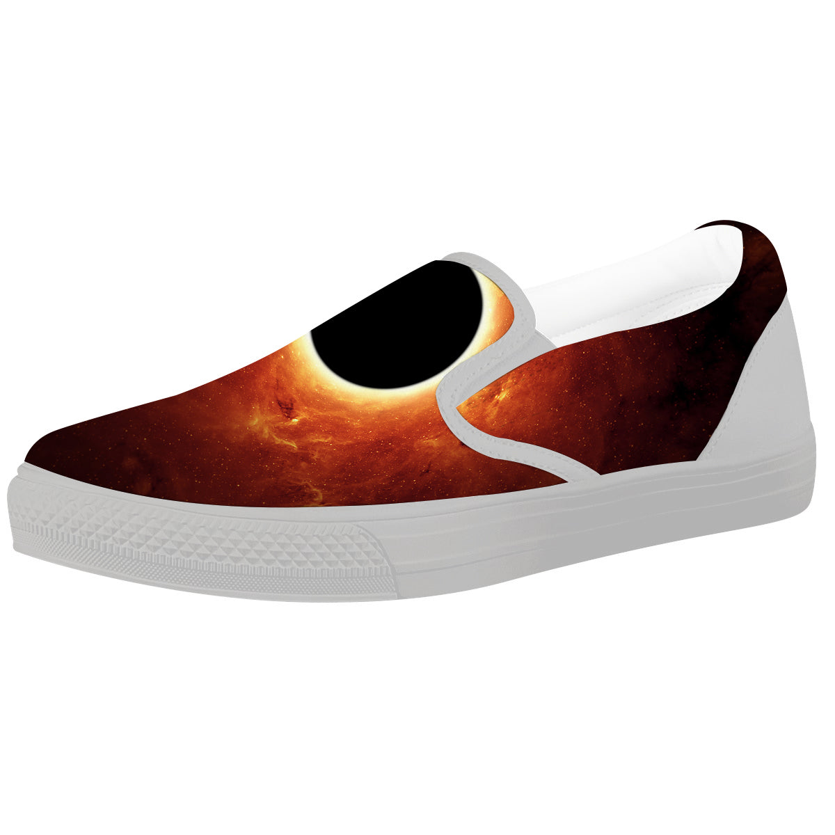 Black Hole Scientific Print White Slip On Shoes-grizzshop