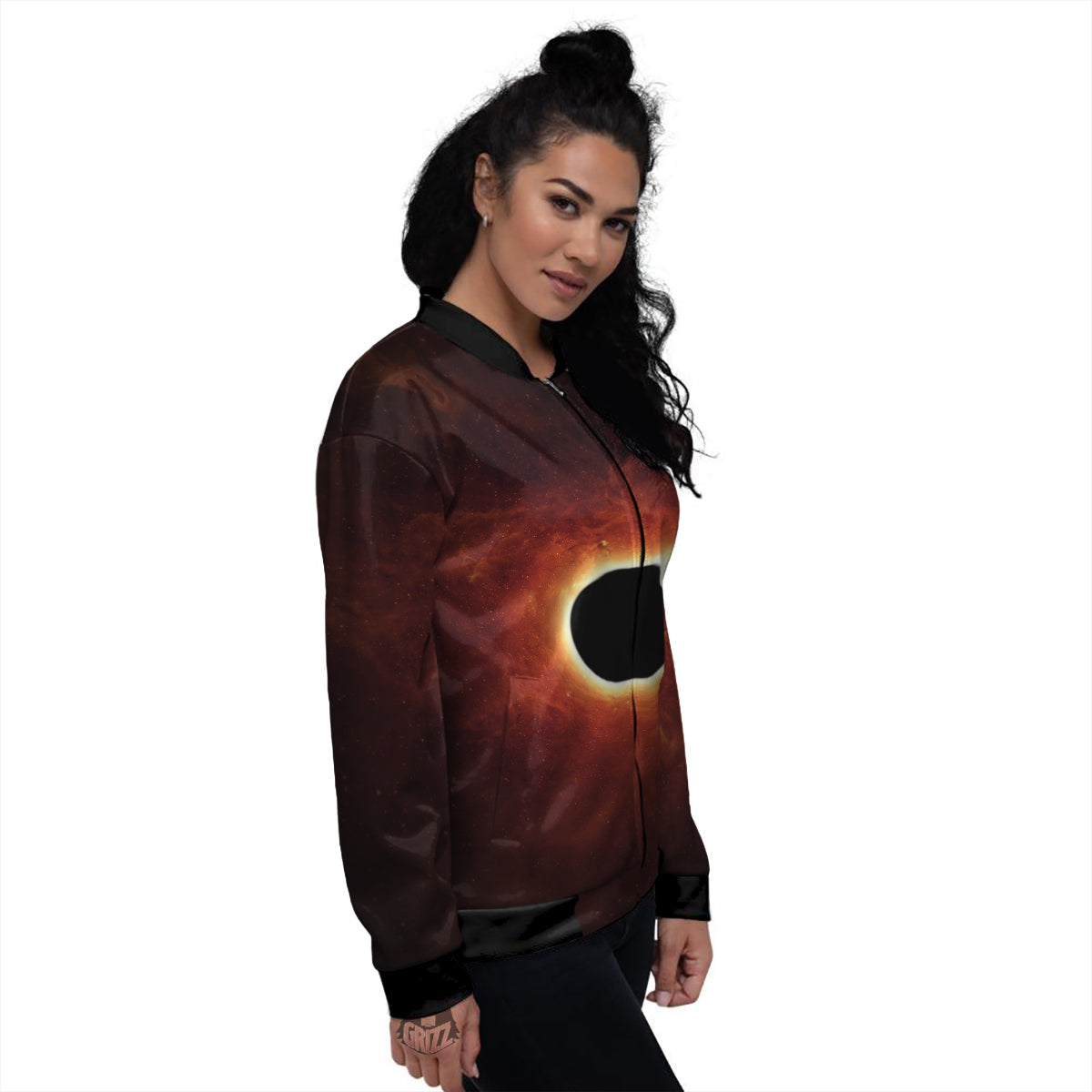 Black Hole Scientific Print Women's Bomber Jacket-grizzshop