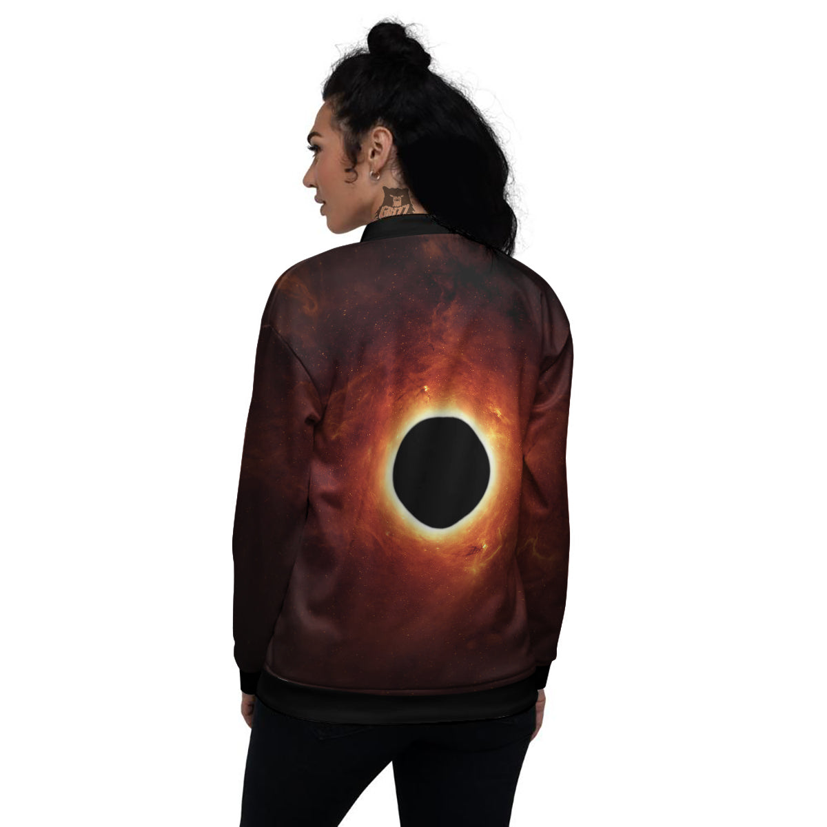 Black Hole Scientific Print Women's Bomber Jacket-grizzshop