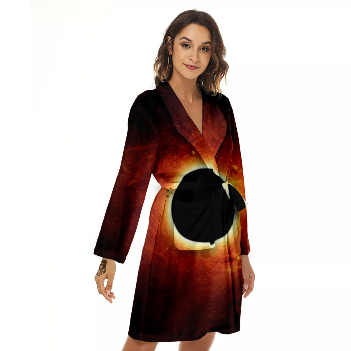 Black Hole Scientific Print Women's Robe-grizzshop
