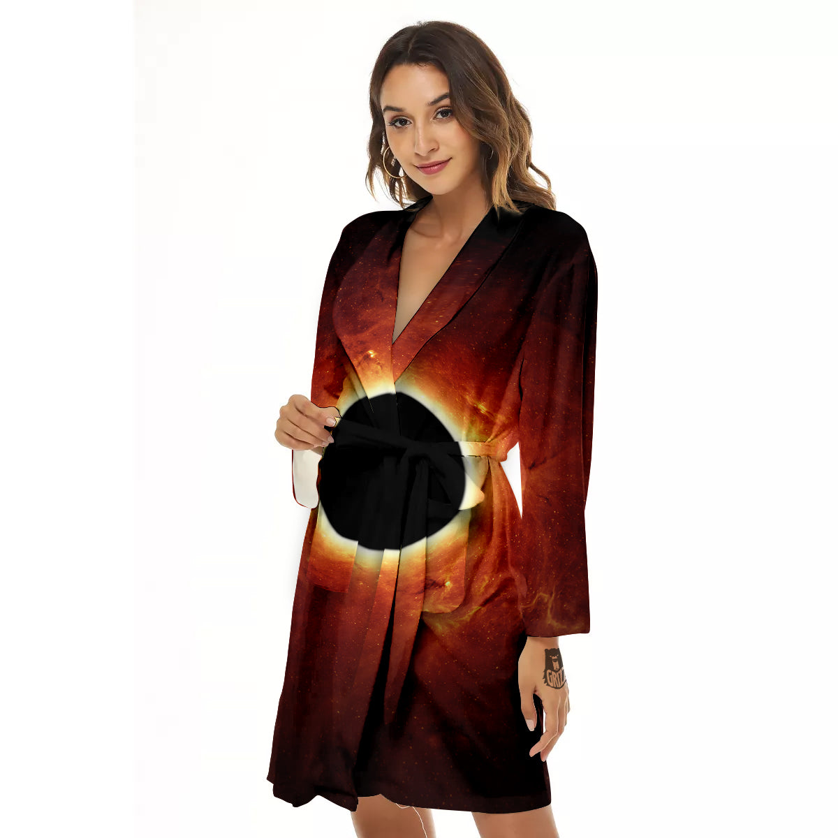 Black Hole Scientific Print Women's Robe-grizzshop