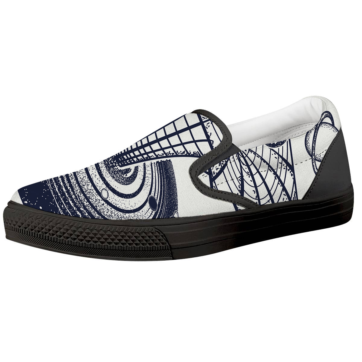 Black Hole Tattoo Print Black Slip On Shoes-grizzshop